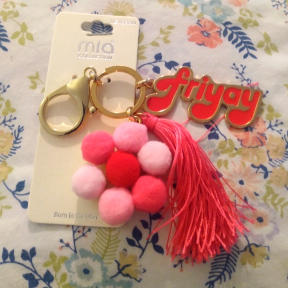 Mia Collection Pink And Gold Key Chain Charm